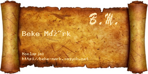 Beke Márk névjegykártya
