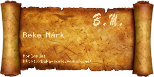 Beke Márk névjegykártya
